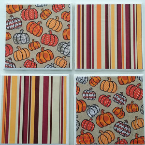 Fall Pumpkins and Stripes Drink Coasters