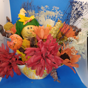 Fall Table Centerpiece Flower Arrangements Wedding Bridal Decorations Artificial Fall Floral Autumn in a Vinyl Record Bowl Accessories