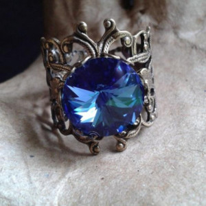 Ocean Blue Crystal Filigree Ring *30% off* (Was $20)