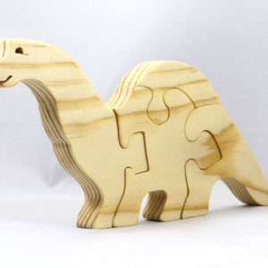 Wood Dinosaur Puzzle, Simple Four Pieces, Handmade and Finished, Made To Order 843613141