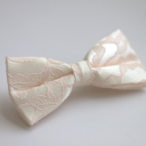 Light Pink/Blush Fairy Tale - Pink lace and Ivory Bow Tie - Kid's Pink Bow Tie - Adult Pink Bow Tie - Lace Bow Tie - Ivory and Pink Bow Tie
