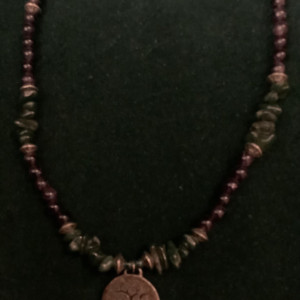 Tree of Life Amethyst and Jade Necklace