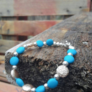 Blue and silver bracelet