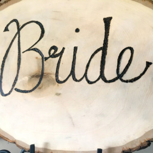 Custom Rustic Wedding Sign for Bride/Groom Reception Chairs (Pyrography, Rustic Wedding, Country Wedding)