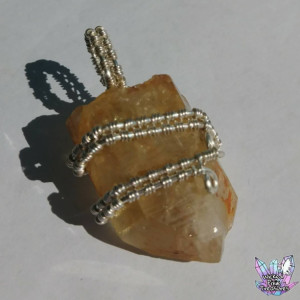 Citrine(Natural) Wire Weave Pendant / Citrine Point / Festival Jewelry / Natural Gemstone / Citrine Jewelry