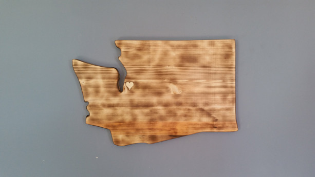 Rustic Washington State Sign/Plaque, add a heart to your loction