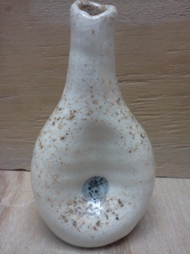 Wood Fired Shino Bottle or Bud Vase