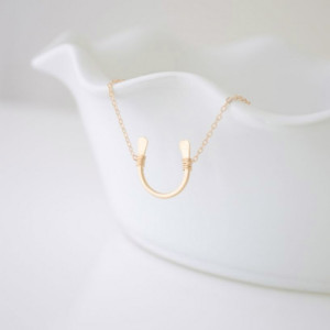 Gold Or Silver Hammered Horseshoe Necklace