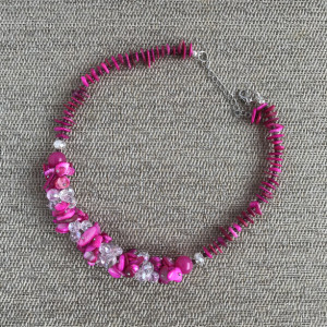 Pearl Statement Necklace, Beaded Necklace, Chunky Necklace, Statement Necklace, Pearl Necklace, Fuchsia Necklace, Pink Statement Necklace