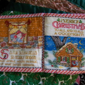 35 x 40 Handmade Reindeer Gingerbread Man Bows Green Brown Quilted Satin Binding Blanket and Soft Christmas Mouse Star Story Book