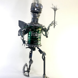 Found Object Robot "the Fairy of Decaffenation" Assemblage Scuplture