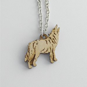 Wood Wolf Necklace