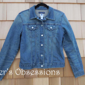 Women's Denim Jacket with Embroidered Lacy Skull