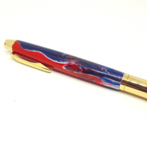 Handcrafted Acrylic Red/White/Blue Rollester Roller Ball pen