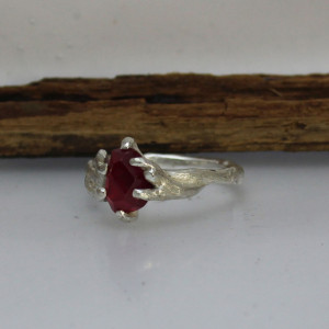 A Sterling Silver Sapphire Twig Ring