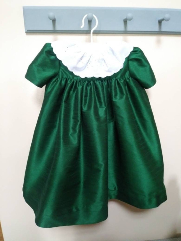Christmas Green Party Dress with Lace Collar