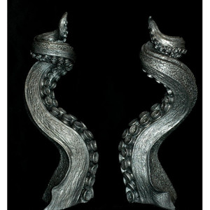 Pair ofTentacle Candlestick Holders, Pewter Finish