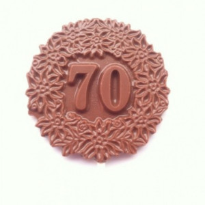 12 70th Birthday Anniversary Chocolate Pops