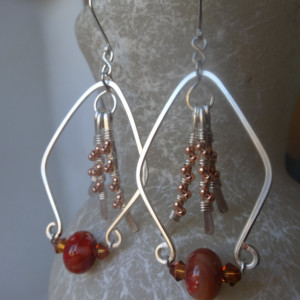 Constructed Rhombus Earrings with Mixed Media