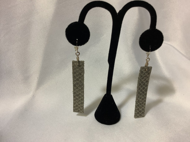 Gray leather earrings 