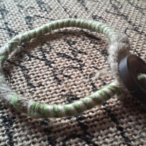 Simple Wrapped Natural Hemp Bracelet Mint Green