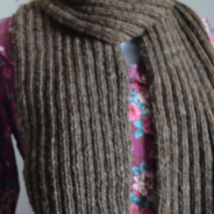 Vermont Wool Mohair Hand knit long wrap scarf