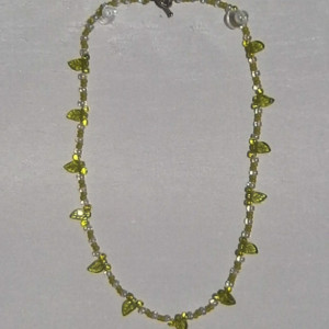 Lime green leaf necklace