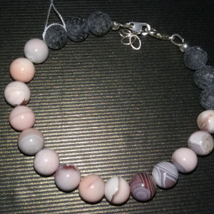 Peach Opal Gemstones w/Lava Stone Diffuser Bracelet