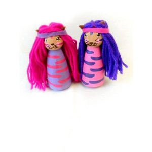 Princess kitty - Princess dolls - Kitty doll - Girls toys - Unique - Peg dolls - Cat - Stocking stuffer - Gift - Kids toys - Wooden doll