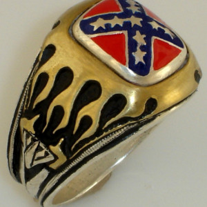 CSA Flame motorcycle ring sterling silver