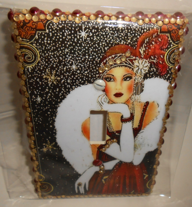 Custom Crafted Flapper Decorative Jumbo Single Size Light Switchplate Cover Raised Trimming