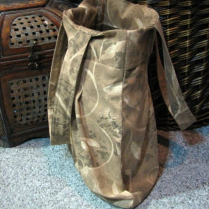 Mixed Taupe and and Tan Vine Pleated Hobo Style Handbag with Faux Belt
