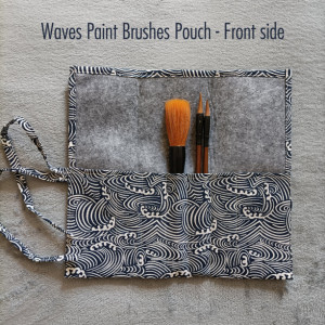 Waves Paint Brushes Pouch - Watercolor Brushes Wraps | Red Artist Roll | Brushes Holder | Brush Roll | Gift for Painters | Brushes Case