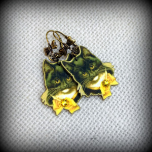 Vintage Cat Earrings -  Free Shipping