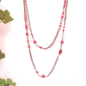 Holiday Cranberry Sunset Lariat Necklace 