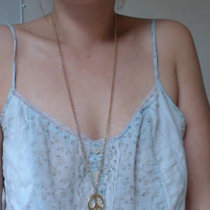 Gold Peace Charm Necklace - Long 30" Gold-Filled Layering Necklace