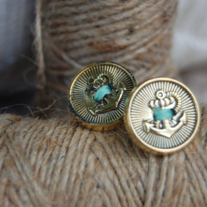 Anchor Button Stud Earrings
