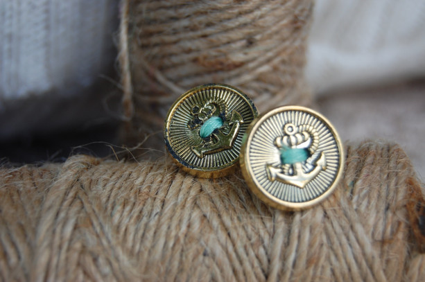 Anchor Button Stud Earrings
