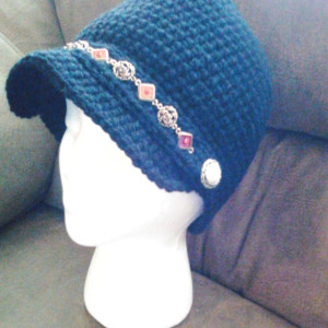 Handmade crochet newsboy hat