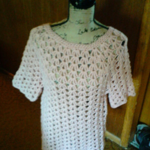 Handmade Crochet Ladies rose pink Tunic