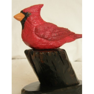 Hand Carved and Painted Wooden Bird - Cardinal