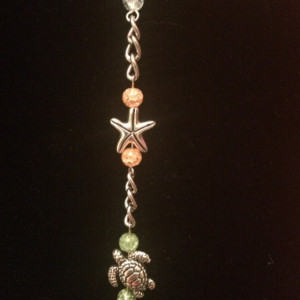 21" Seashore Theme Glass Beaded Necklace Lanyard ID Badge Clip