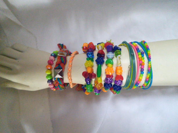 Set of 11 Rainbow Bracelets Arm Party