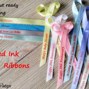 10 Personalized Ribbons with red ink 3/8 inches wide (unassembled)
