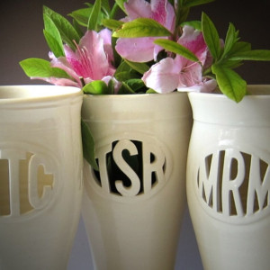 Tall 3-letter Ceramic Monogram Vase