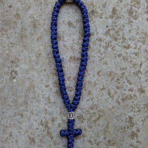 komboskini/orthodox prayer rope 50 knot- navy blue w/gold bead