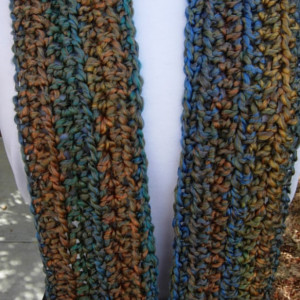 Colorful INFINITY LOOP SCARF Small Rust Blue Gold Red Teal Soft Crochet Knit Summer Skinny Endless Wrap Cowl, Petite Neck Warmer..Ready to Ship in 3 Days