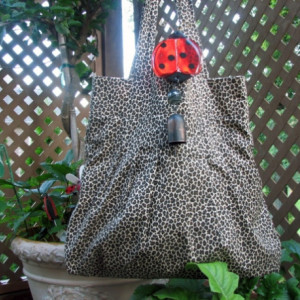 Leopard Canvas Pleated Hobo Style Handmade Fabric Handbag