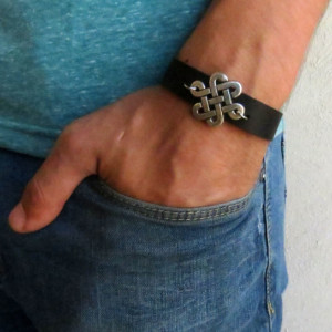 Men's Bracelet - Men's Infinity Bracelet - Men's Leather Bracelet - Men's Jewelry - Men's Gift - Boyfriend Gift - Husband Gift - Male