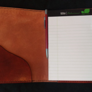 Leather Notebook, Refillable, Peachy Color, Serpentine Border Design